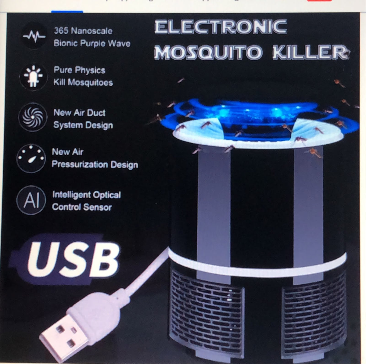 USB Mosquito Trap Lamp | UV LED Insect Killer with Suction Fan | Chemical-Free Fly & Bug Repellent